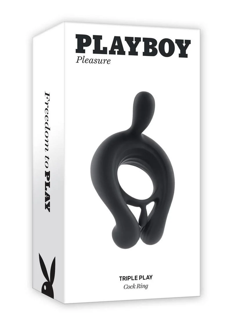 Playboy Triple Play Rechargeable Silicone Cock Ring - Image 4