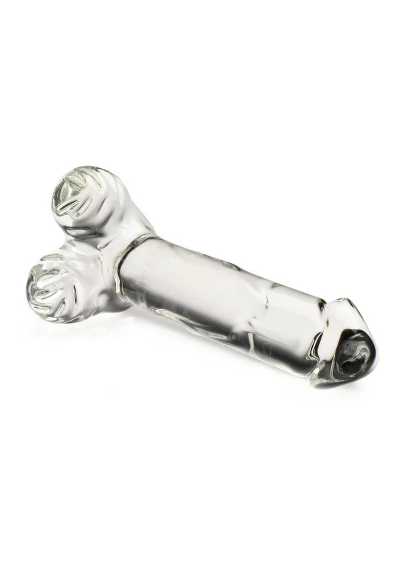 Pleasure Crystals Glass Dildo with Balls - Image 2
