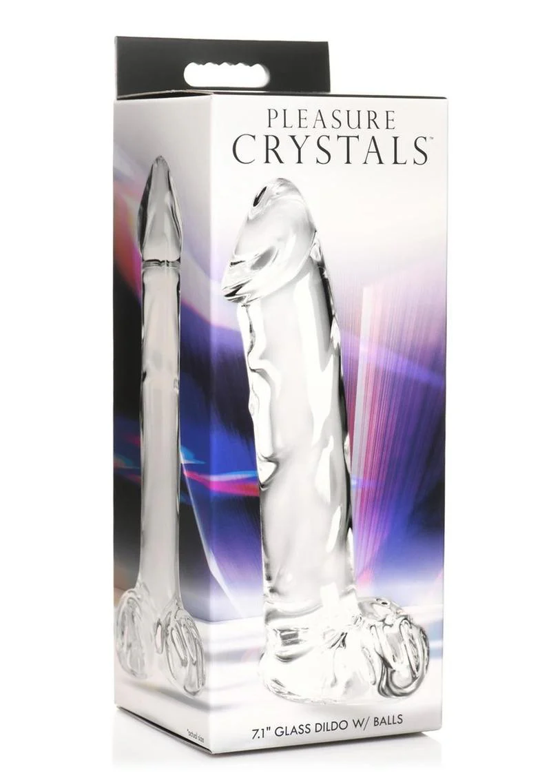 Pleasure Crystals Glass Dildo with Balls - Image 4