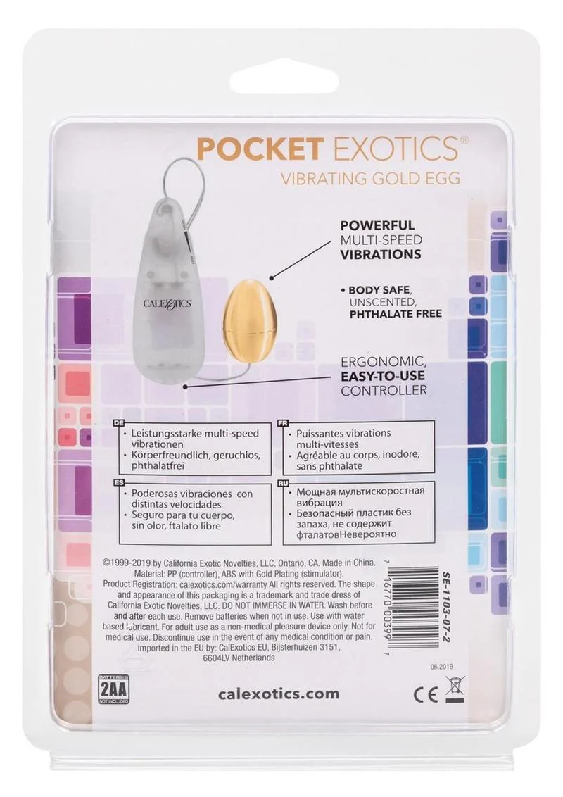 Pocket Exotics Vibrating Gold Egg With Remote Control - Image 3