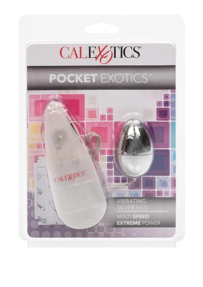 Pocket Exotics Vibrating Silver Egg With Remote Control - Image 4