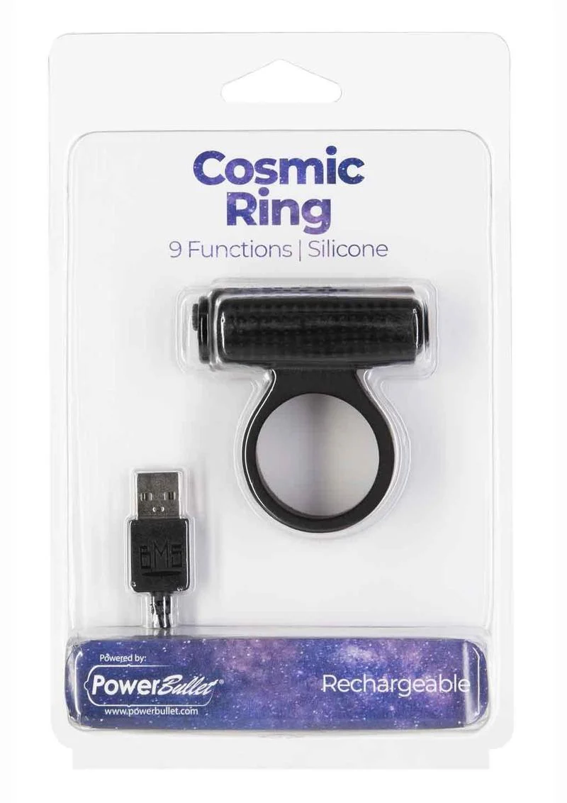 PowerBullet Cosmic Ring Rechargeable Silicone Vibrating Cock Ring - Image 3