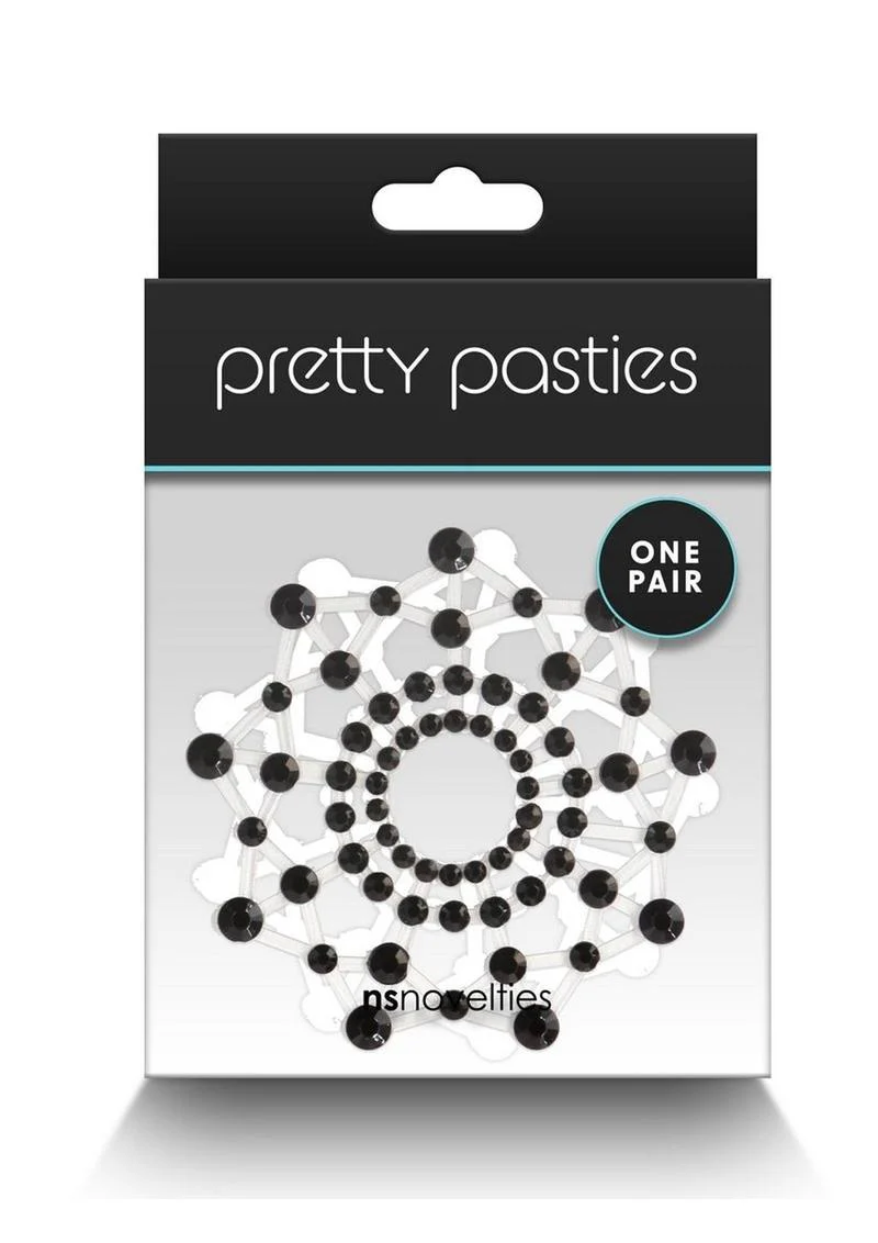 Pretty Pasties Charm III Black Self-Adhesive Rhinestone Nipple Covers - Image 3