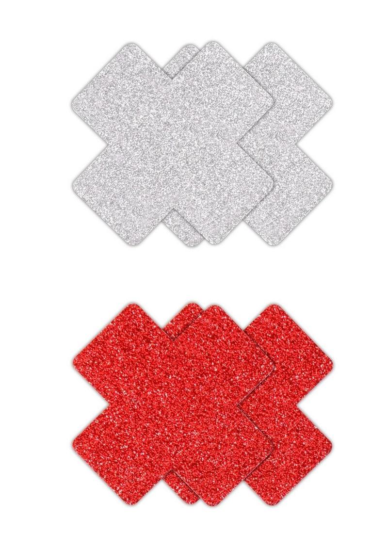 Pretty Pasties Glitter Cross Self-Adhesive Nipple Covers - Image 2