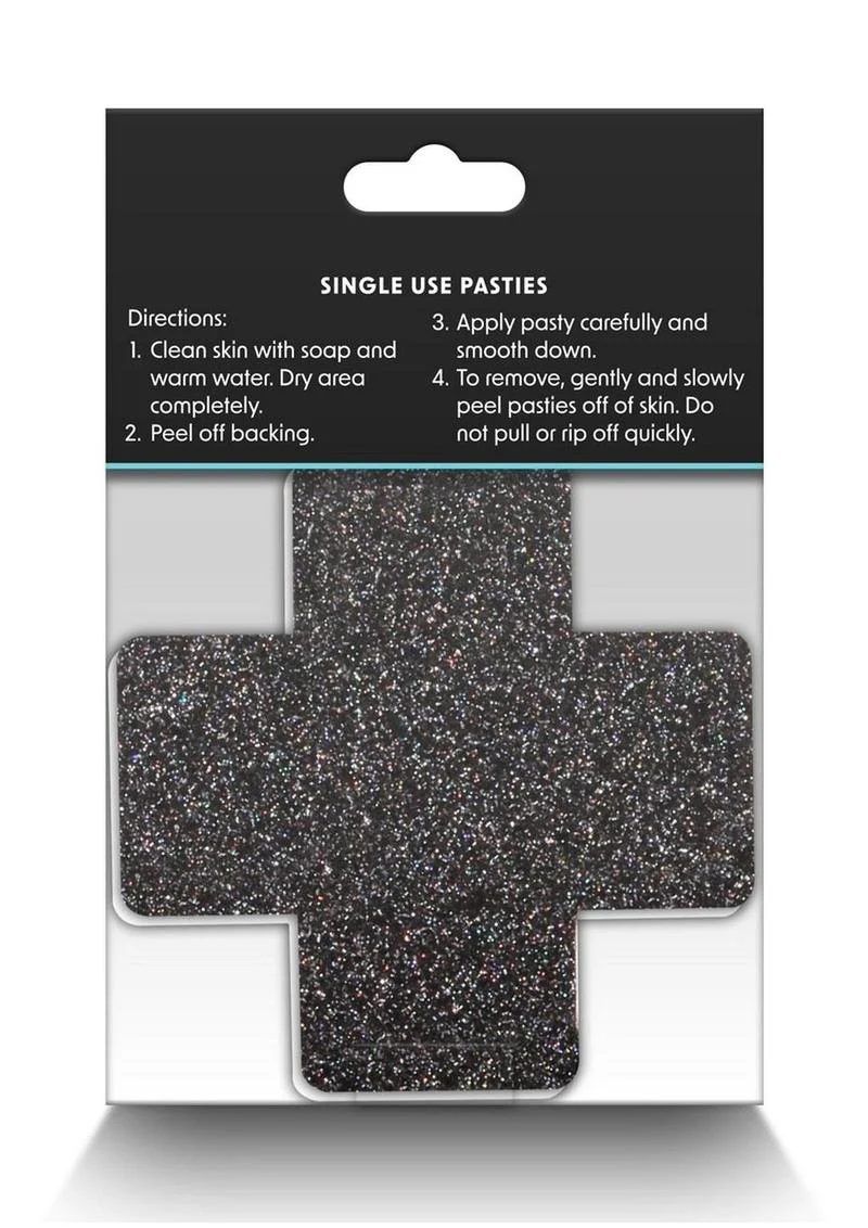 Pretty Pasties Glitter Cross Self-Adhesive Nipple Covers - Image 3