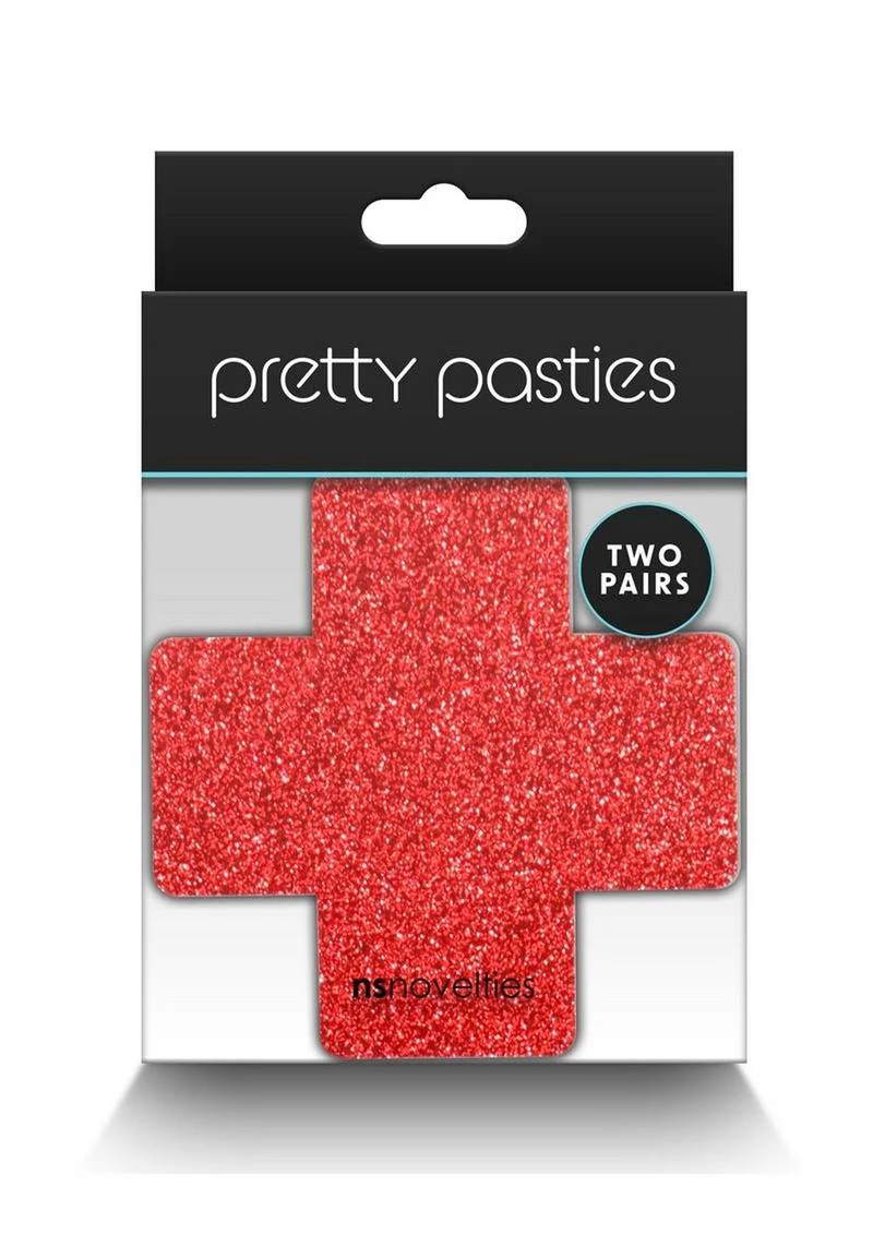 Pretty Pasties Glitter Cross Self-Adhesive Nipple Covers - Image 5
