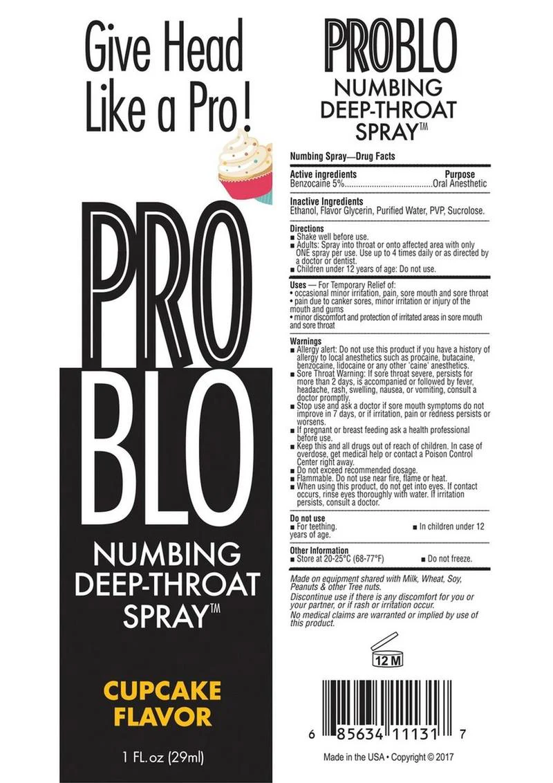 ProBlo Numbing Deep Throat Spray 1oz Cupcake Flavor - Image 3