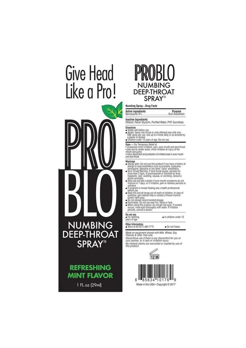 ProBlo Numbing Deep-Throat Spray 1oz Refreshing Mint Flavor - Image 2