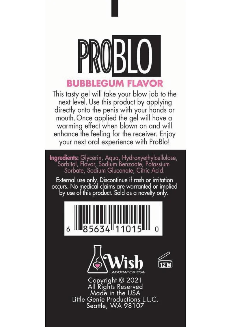 ProBlo Bubble Gum Flavored Oral Pleasure Gel 1.5oz - Image 2