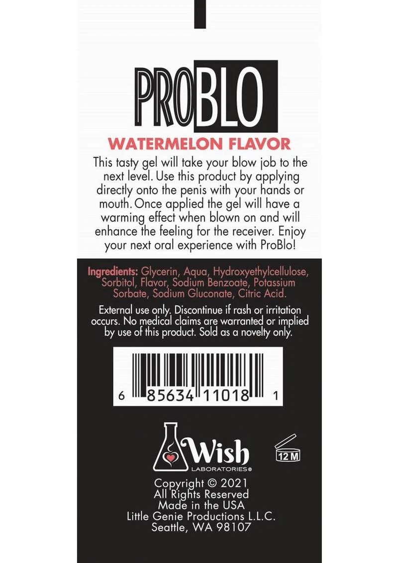 ProBLO Watermelon Flavored Oral Pleasure Gel 10ml 65 Pack - Image 2