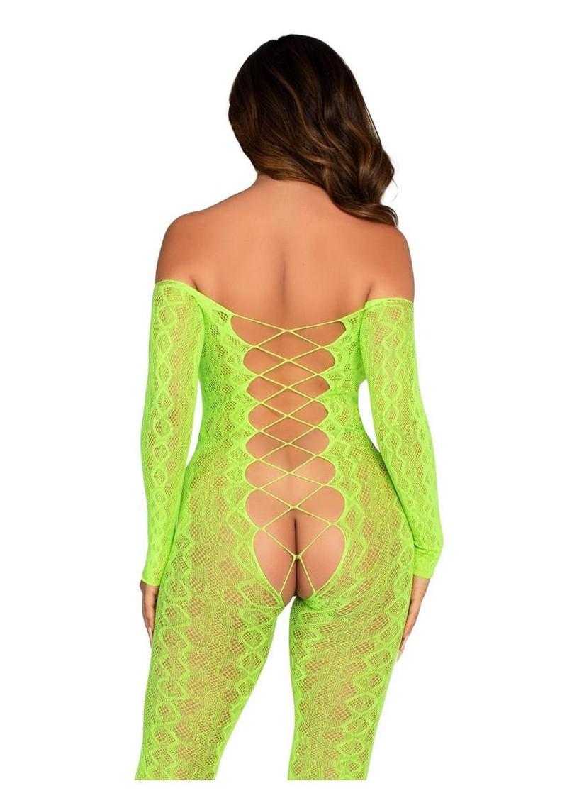 Python Net Crotchless Footless Lingerie Jumpsuit - Image 7