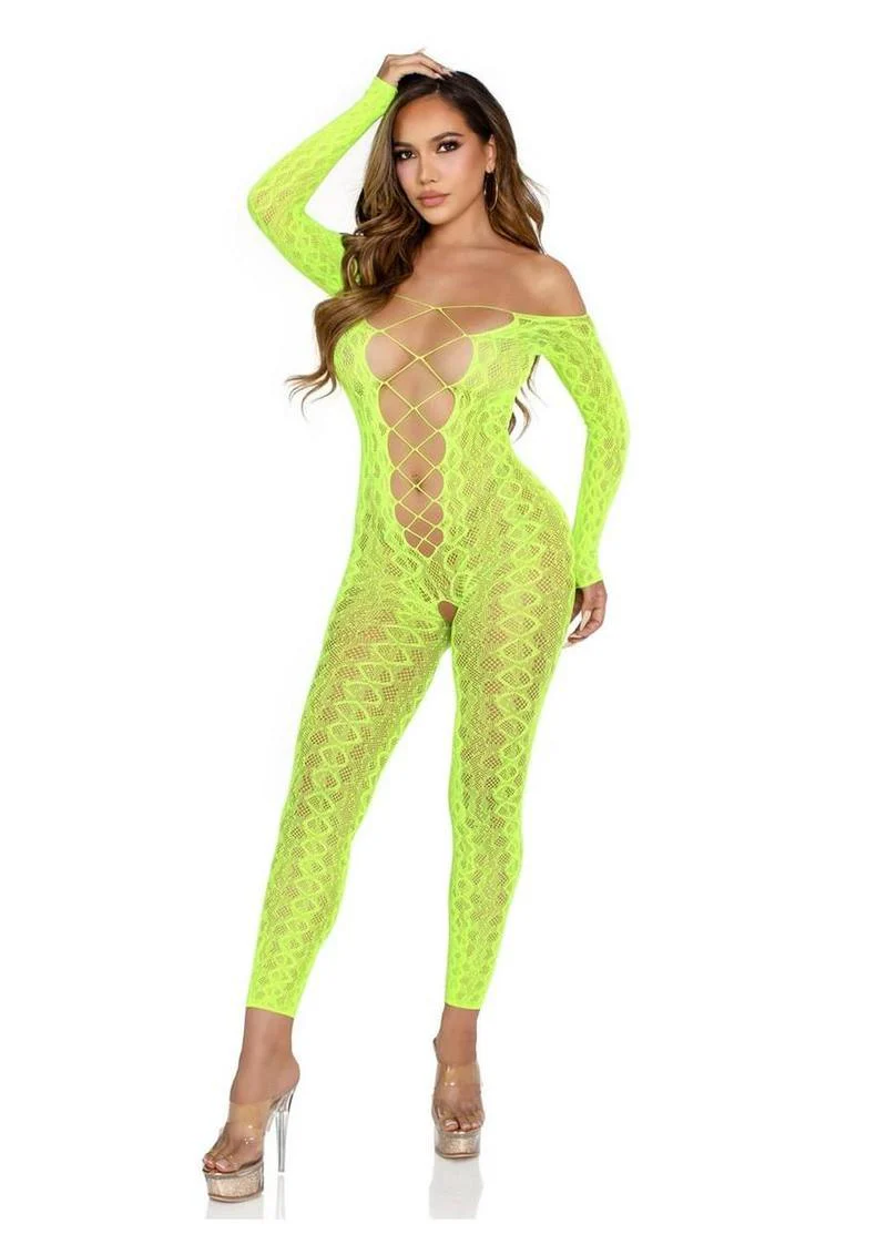 Python Net Crotchless Footless Lingerie Jumpsuit - Image 8