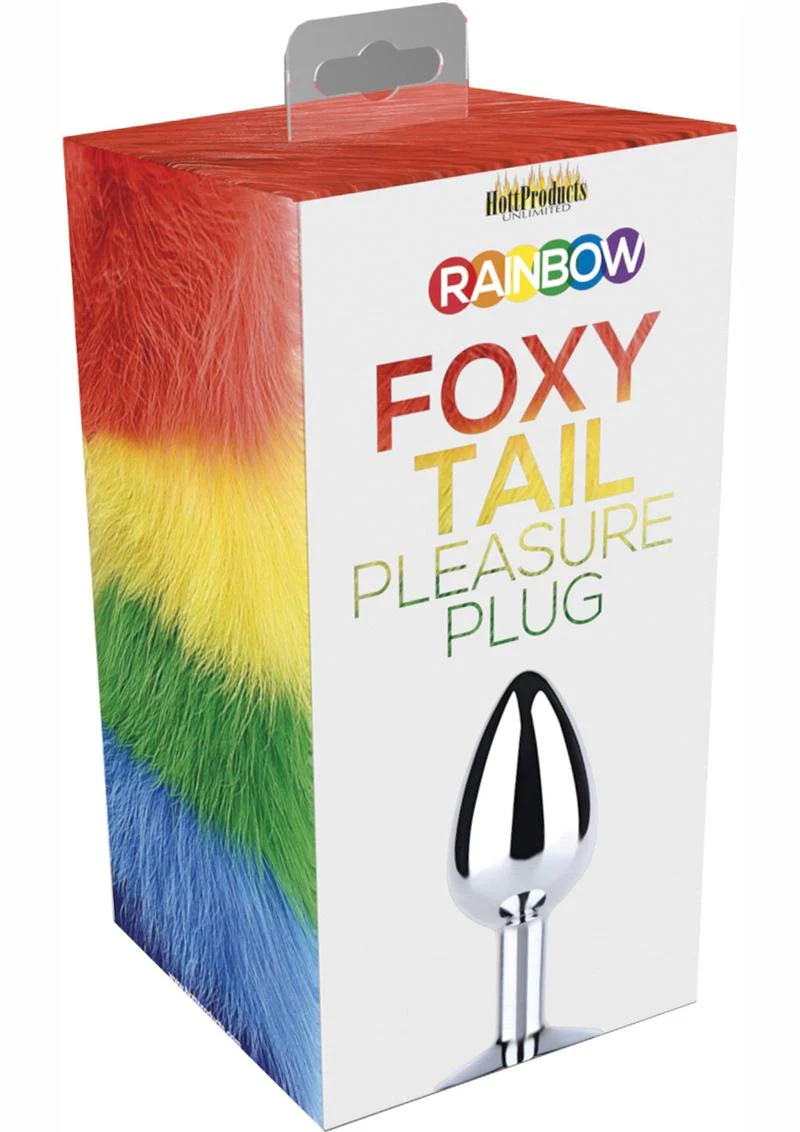 Rainbow Foxy Tail Pleasure Plug Stainless Steel Butt Plug-Fur Tail - Image 3