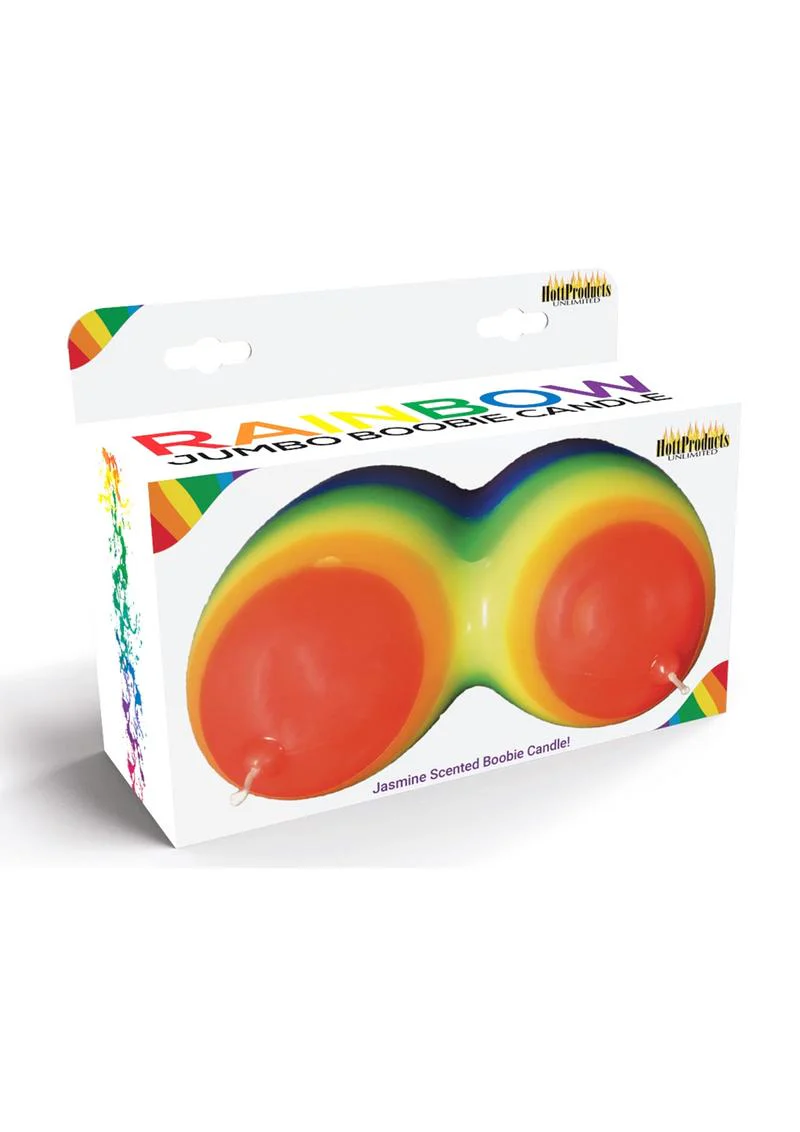 Rainbow Jumbo Boobie Candle Jasmine Scented Fun Party Gift for Adults - Image 2