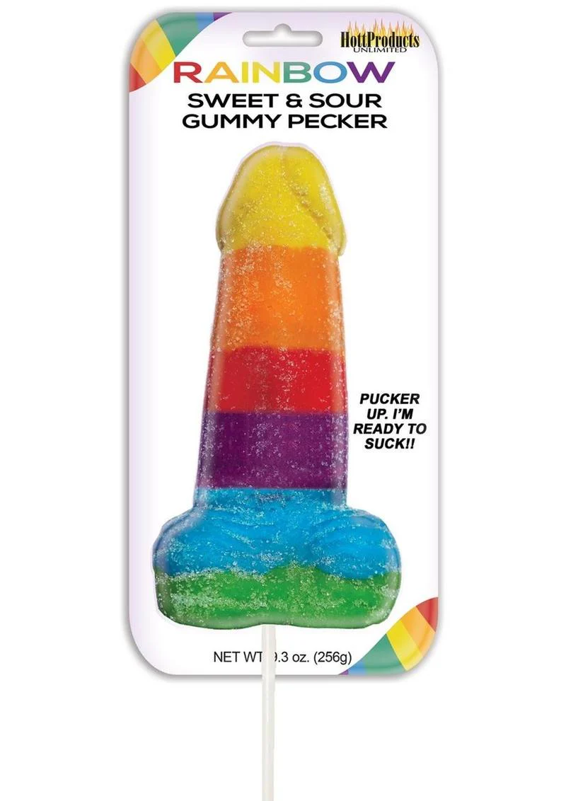 Rainbow Sweet And Sour Jumbo Gummy Pecker Fun And Flirty Party Treat - Image 2