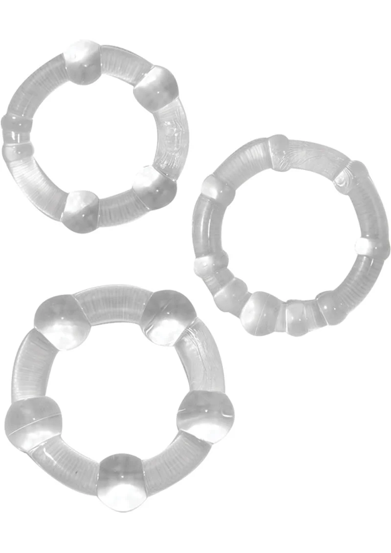 RAM Beaded Cock Rings Clear 3-Pack For Super Stretchy - Image 2