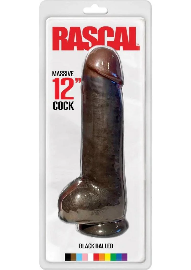 Rascal Black Balled Massive 12-Inch Cock Realistic Chocolate Dildo - Image 4