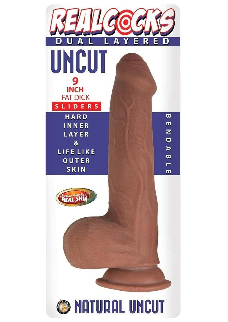 RealCocks 9 Inch Dual Layered Uncut Fat Dick Dildo Bendable - Image 5