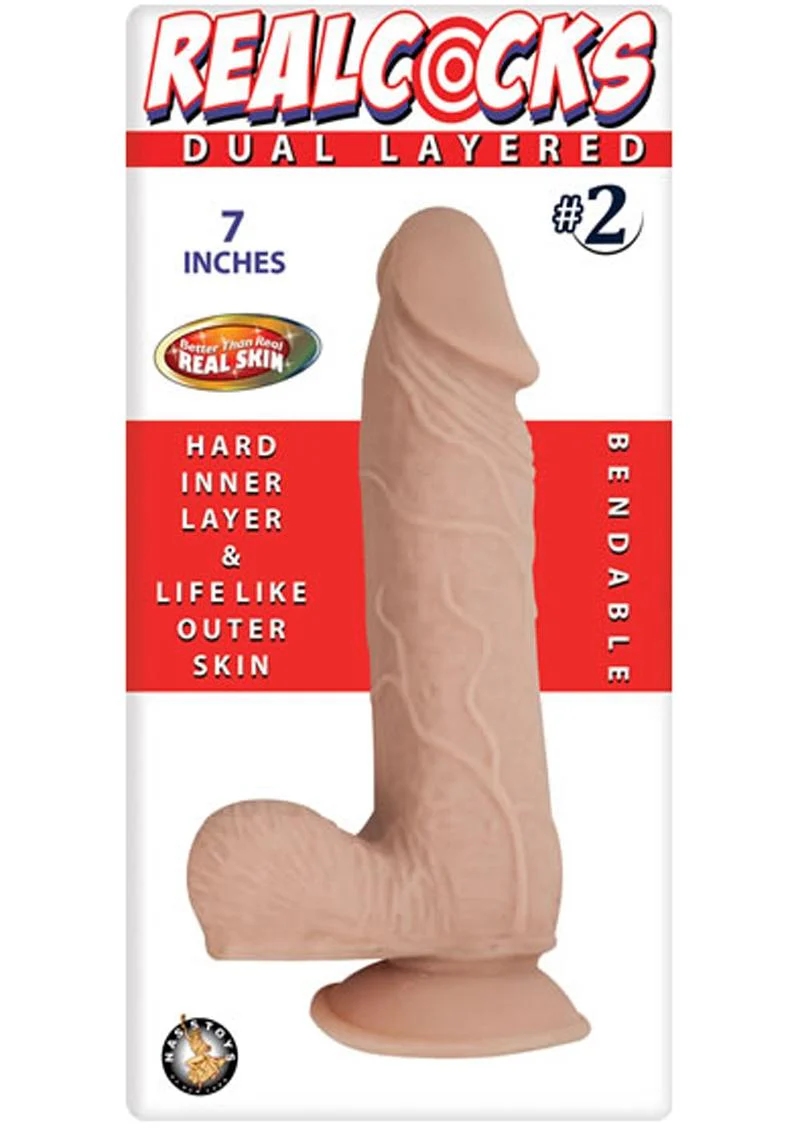 RealCocks Dual Layered #2 Bendable Dildo 7-Inch Realistic Caramel - Image 6