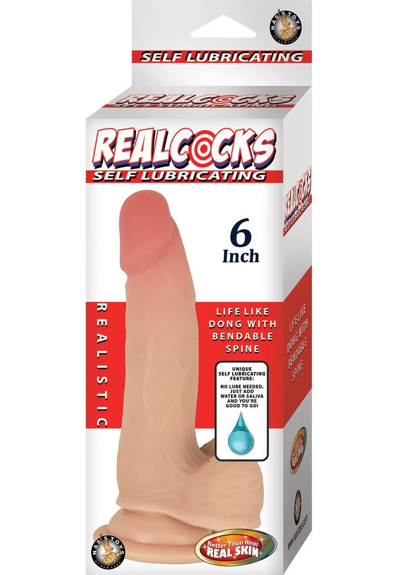 RealCocks Self-Lubricating Bendable Dildo with Balls Realistic Feel - Image 4