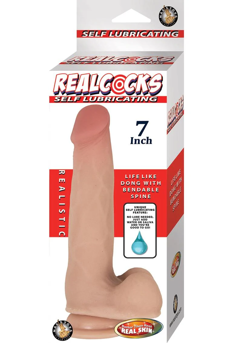 RealCocks Self-Lubricating Bendable Dildo with Balls Realistic Feel - Image 5