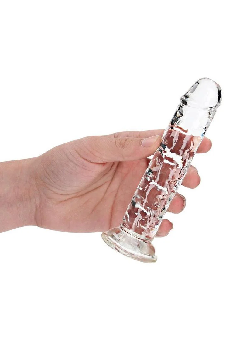 RealRock Crystal Clear Straight Dildo with Suction Cup - Image 6