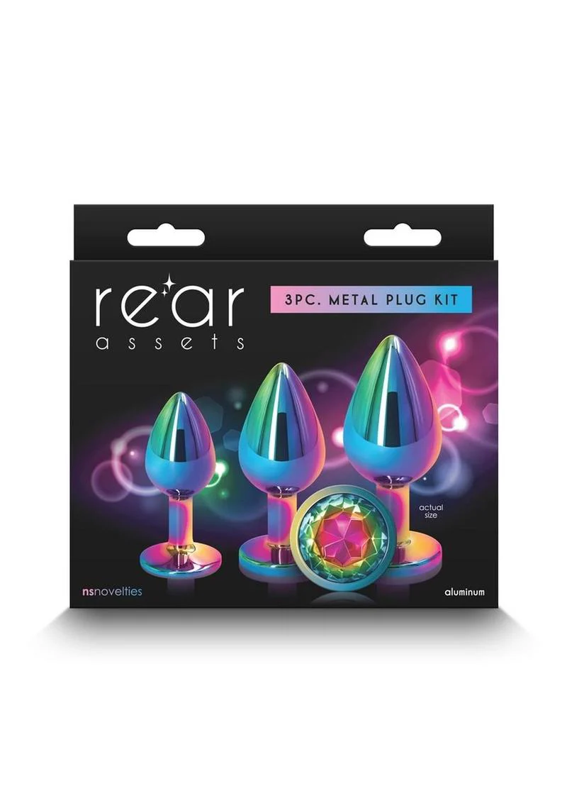 Rear Assets 3 Piece Metal Plug Kit Rainbow Aluminum with Gem Base - Image 12