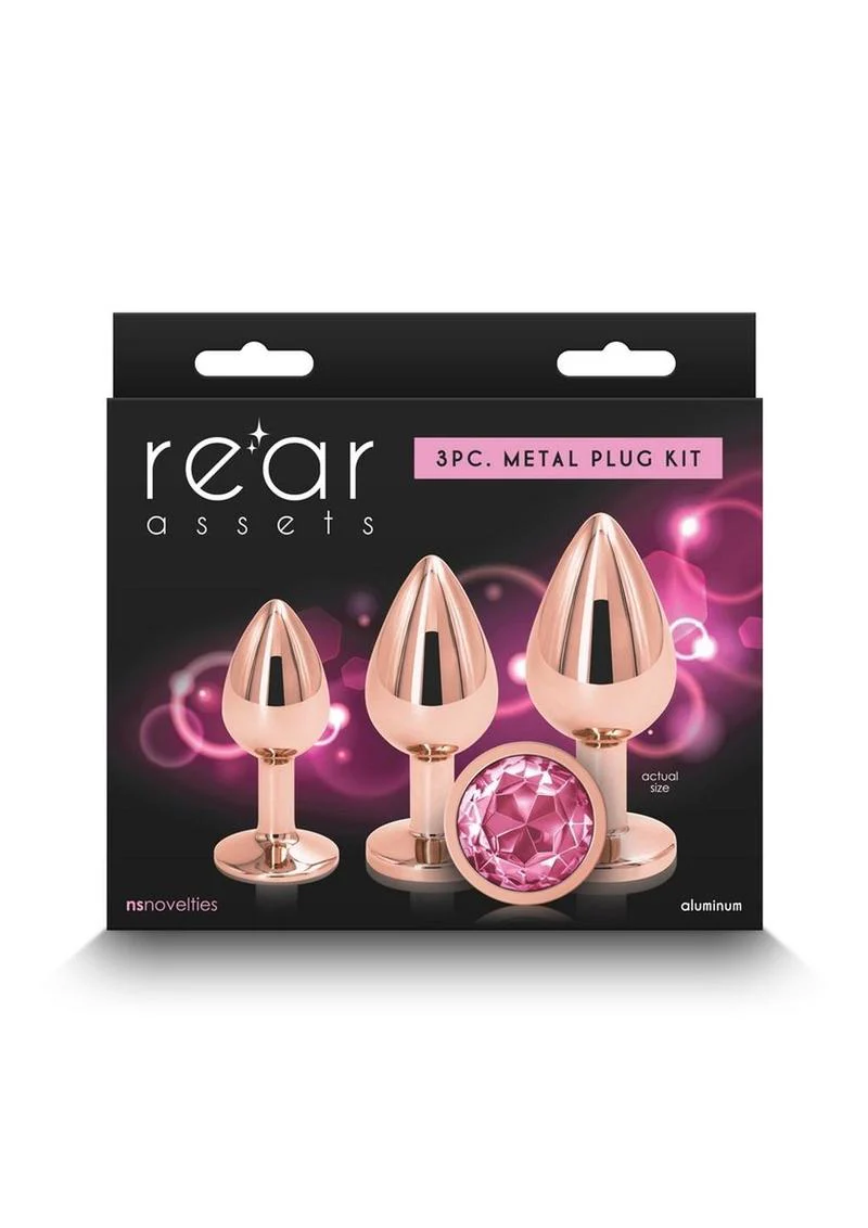 Rear Assets 3 Piece Metal Plug Kit Rainbow Aluminum with Gem Base - Image 13