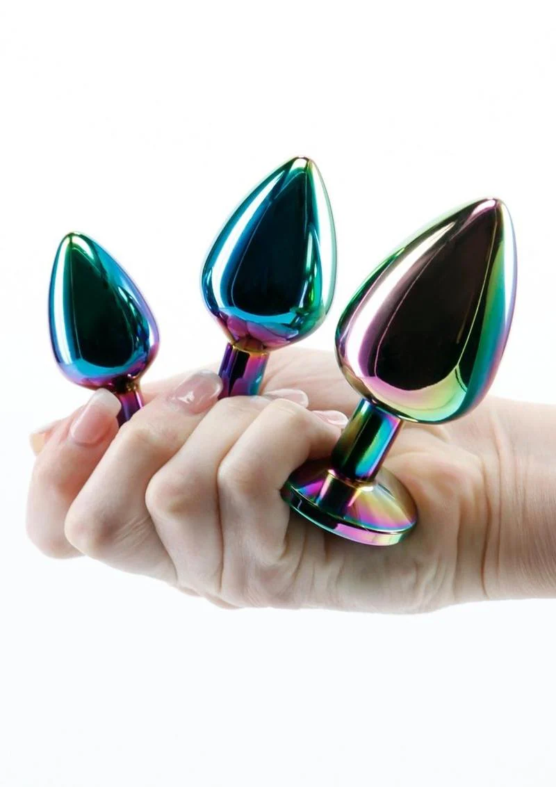 Rear Assets 3 Piece Metal Plug Kit Rainbow Aluminum with Gem Base - Image 2