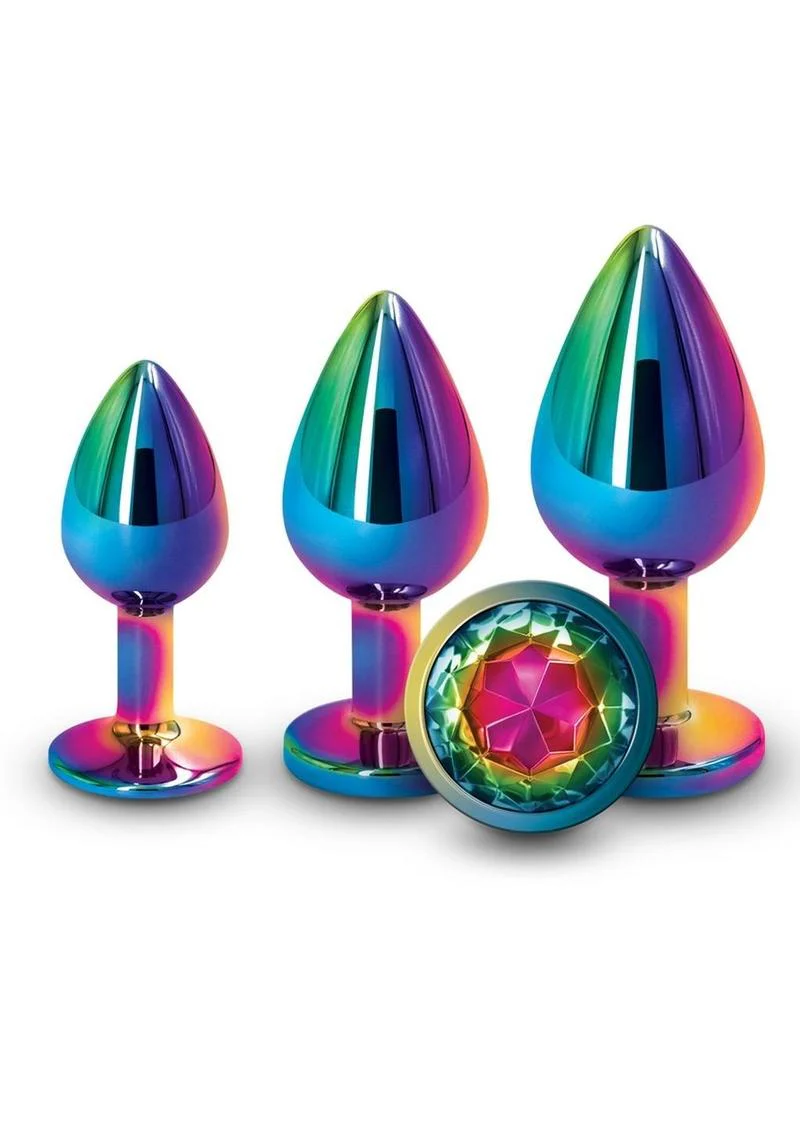 Rear Assets 3 Piece Metal Plug Kit Rainbow Aluminum with Gem Base - Image 5