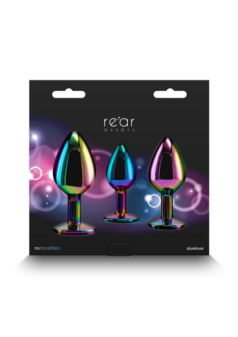 Rear Assets 3 Piece Metal Plug Kit Rainbow Aluminum with Gem Base - Image 9