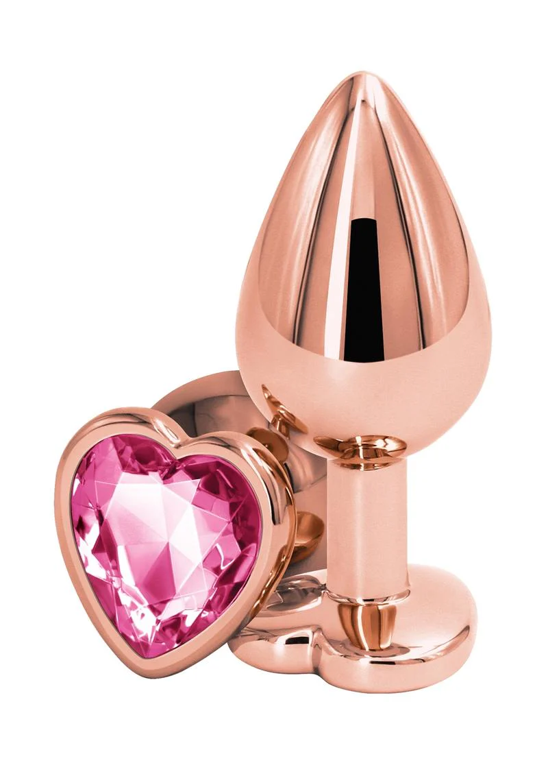 Rear Assets Rose Gold Aluminum Heart-Shaped Anal Plug - Image 2