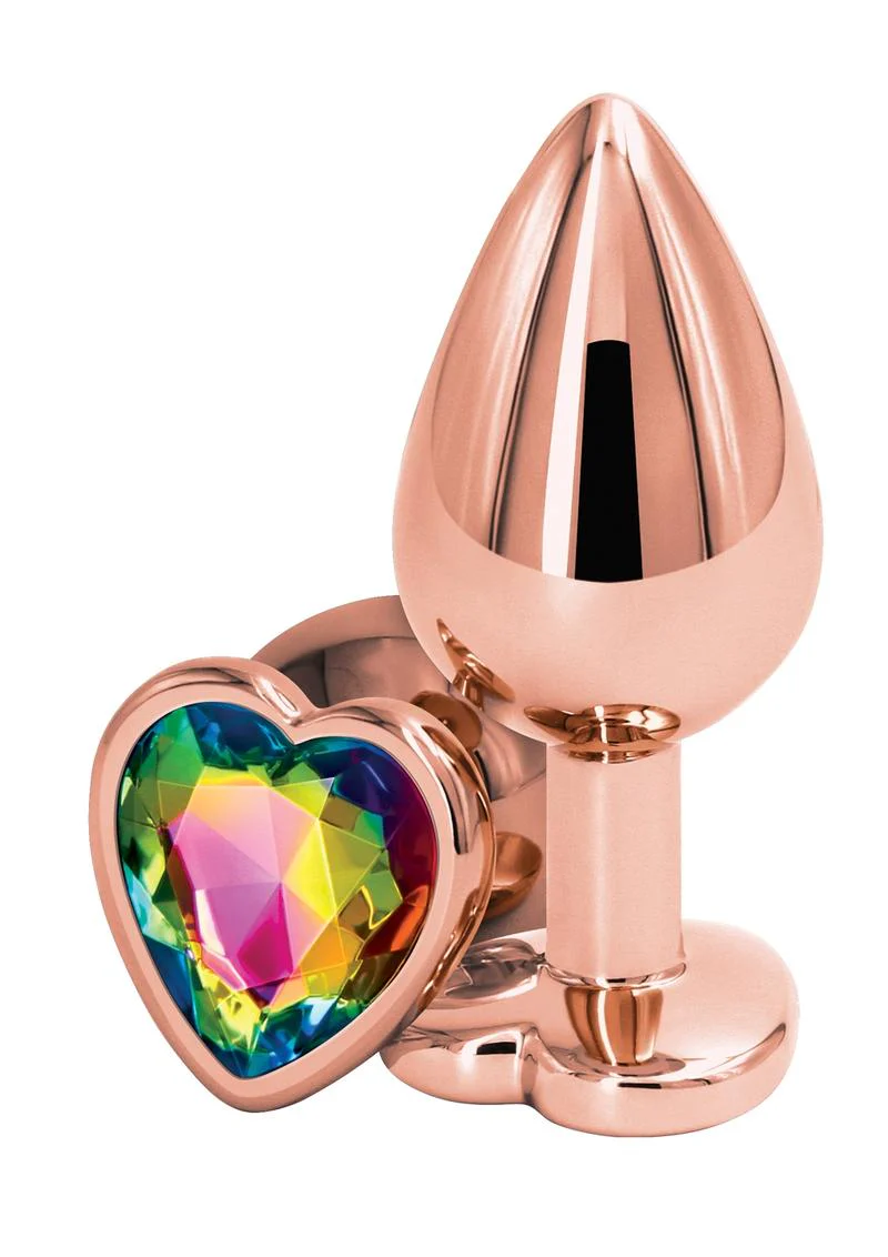 Rear Assets Rose Gold Aluminum Heart-Shaped Anal Plug - Image 3