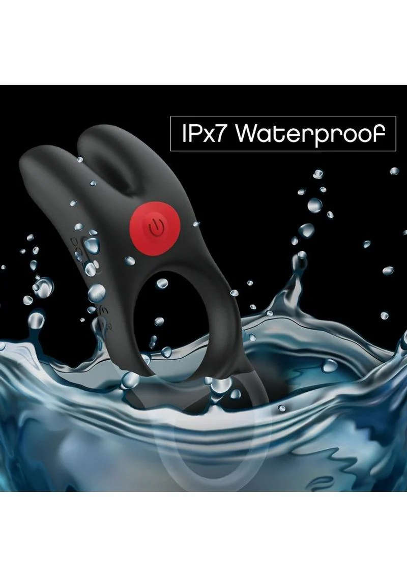 Red Dot V1 Silicone Rechargeable Vibrating Cock Ring with Remote Control - Image 3