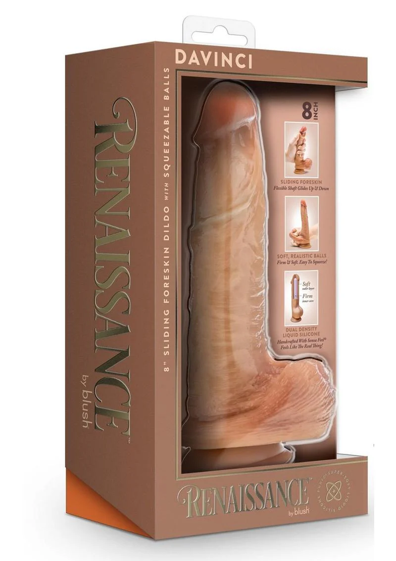 Renaissance Davinci Sliding Foreskin Dildo With Squeezable Balls - Image 4