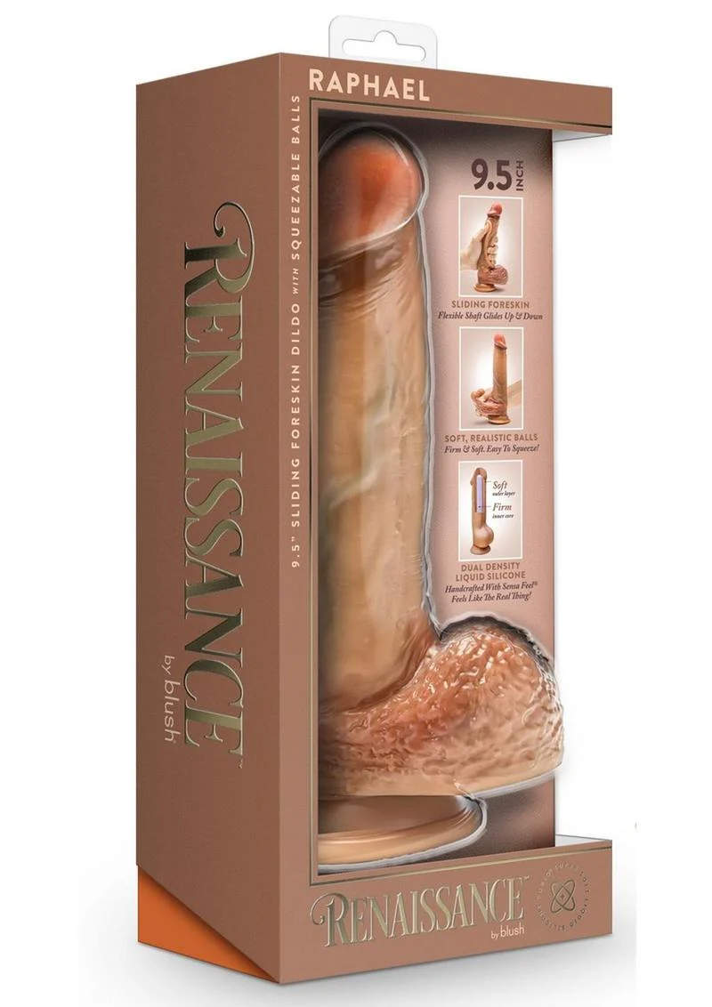Renaissance Raphael 9.5" Sliding Foreskin Dildo with Squeezable Balls - Image 4