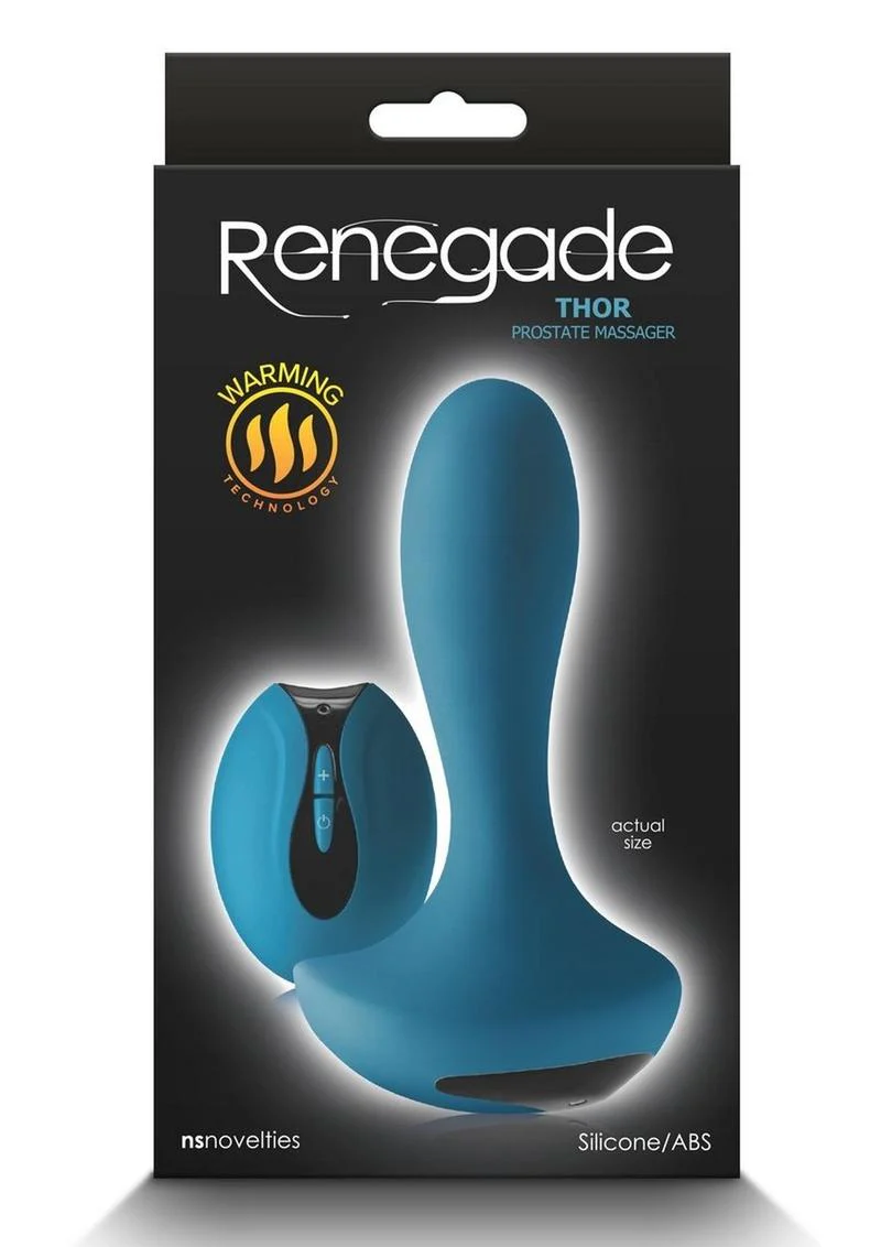 Renegade Thor Rechargeable Prostate Massager Teal Silicone with Remote - Image 3