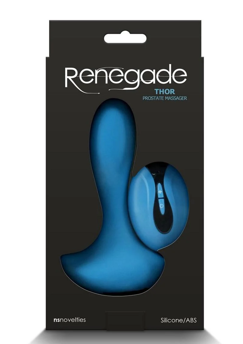 Renegade Thor Rechargeable Prostate Massager Teal Silicone with Remote - Image 4