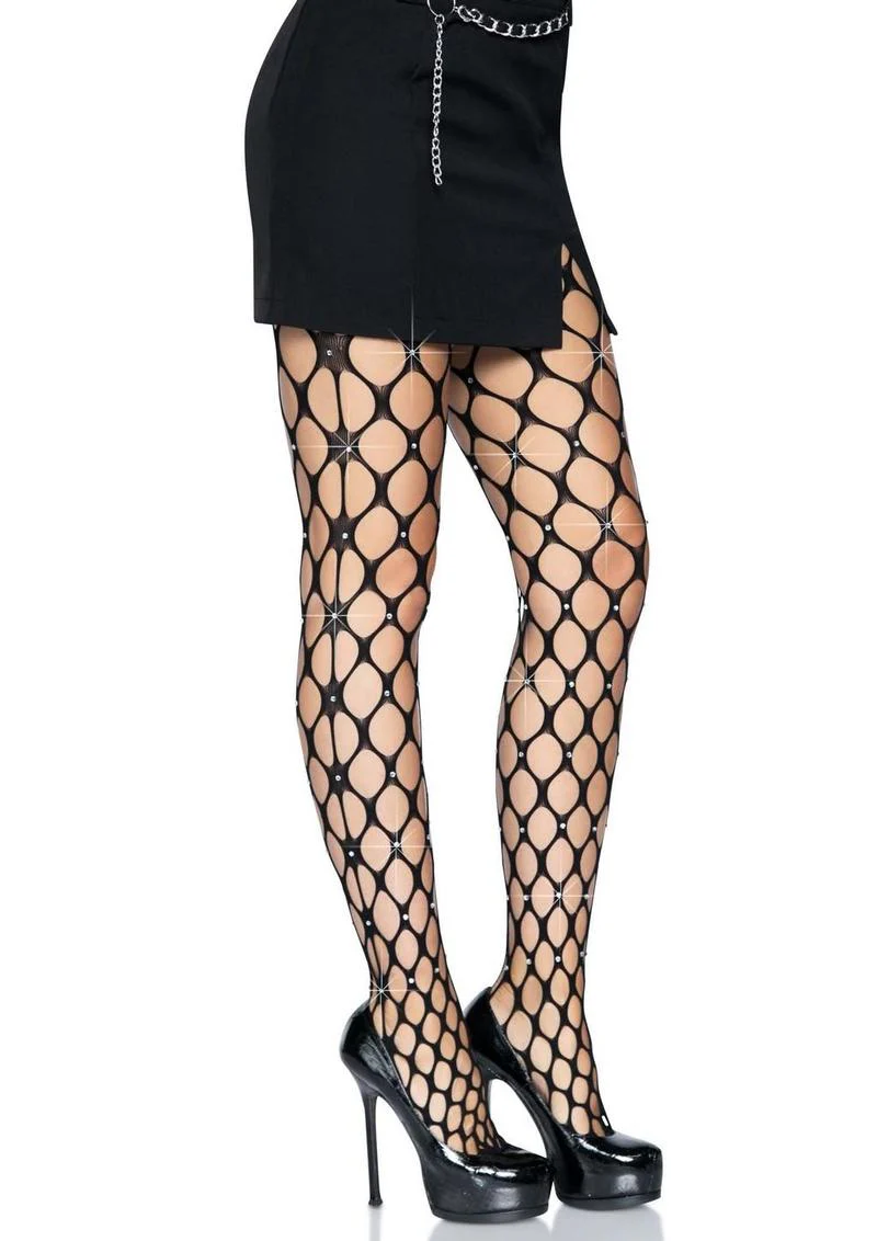 Rhinestone Jumbo Pothole Net Tights - Image 3