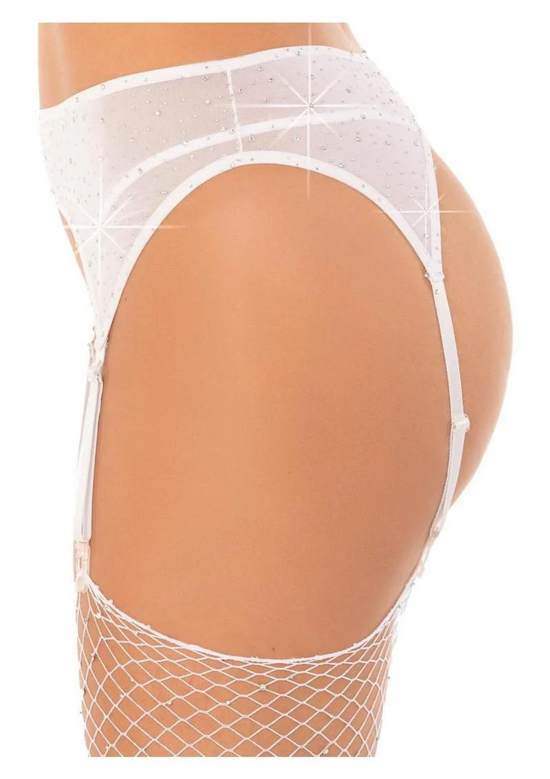 Rhinestone Sheer Garter Belt - Image 2