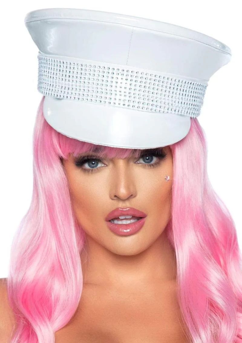 Rhinestone Trimmed Military Hat - Image 2