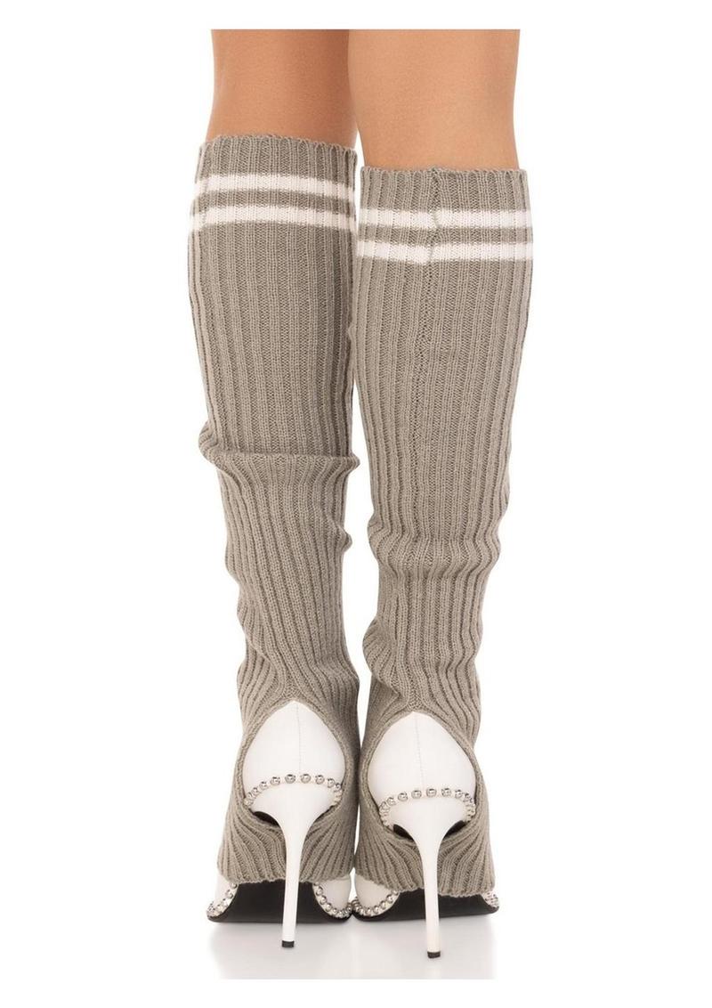 Ribbed Stirrup Leg Warmers with Athletic Stripe - Image 10