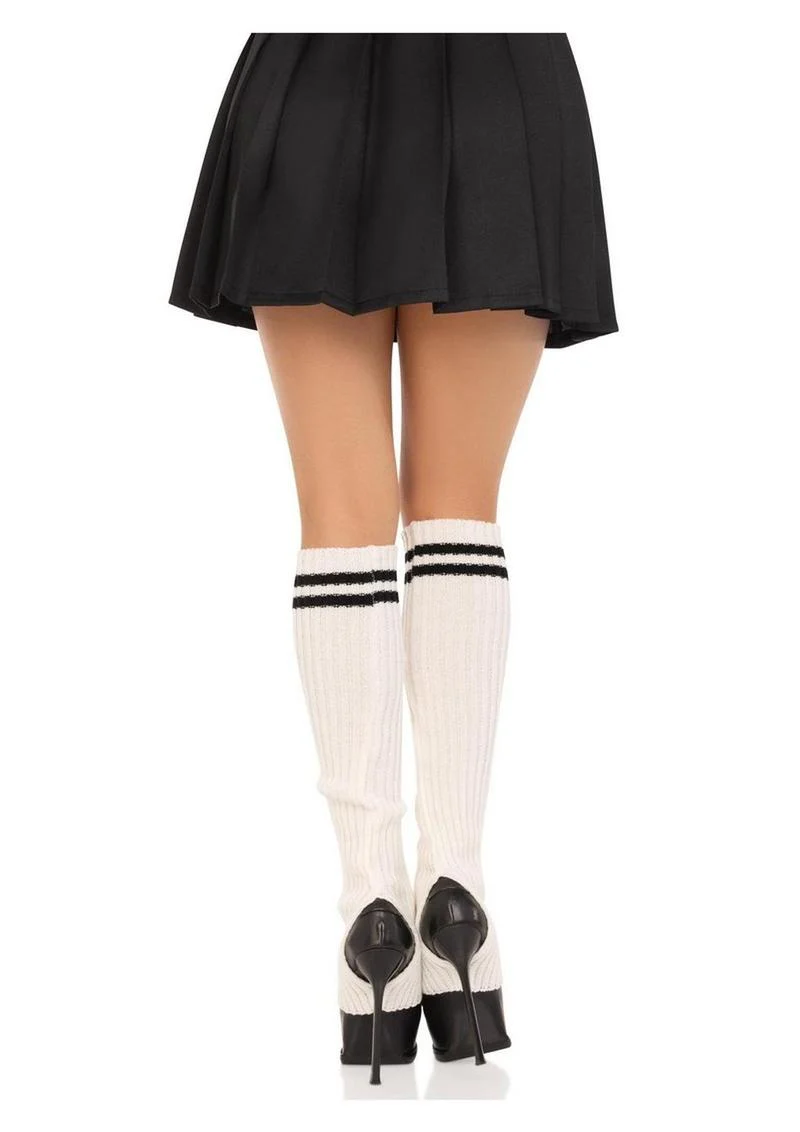 Ribbed Stirrup Leg Warmers with Athletic Stripe - Image 3