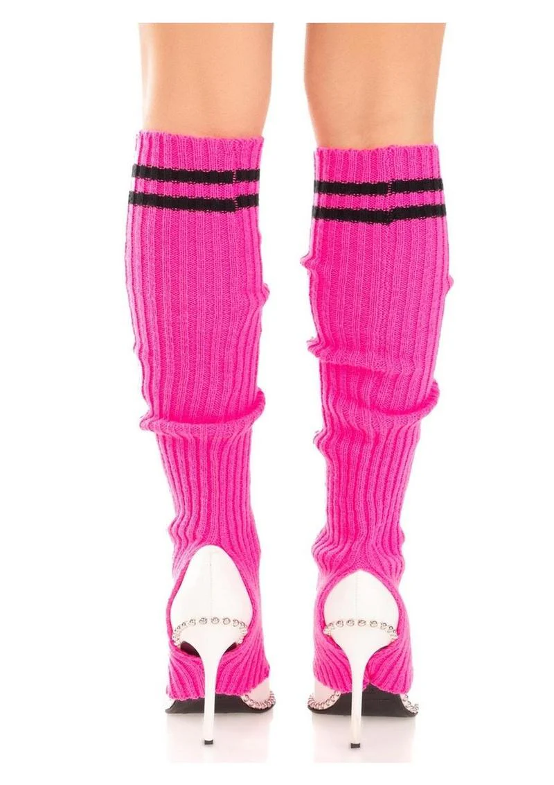Ribbed Stirrup Leg Warmers with Athletic Stripe - Image 6