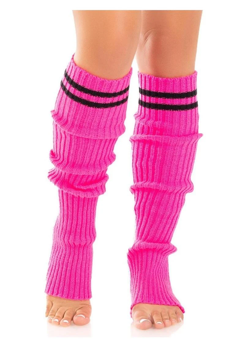 Ribbed Stirrup Leg Warmers with Athletic Stripe - Image 7
