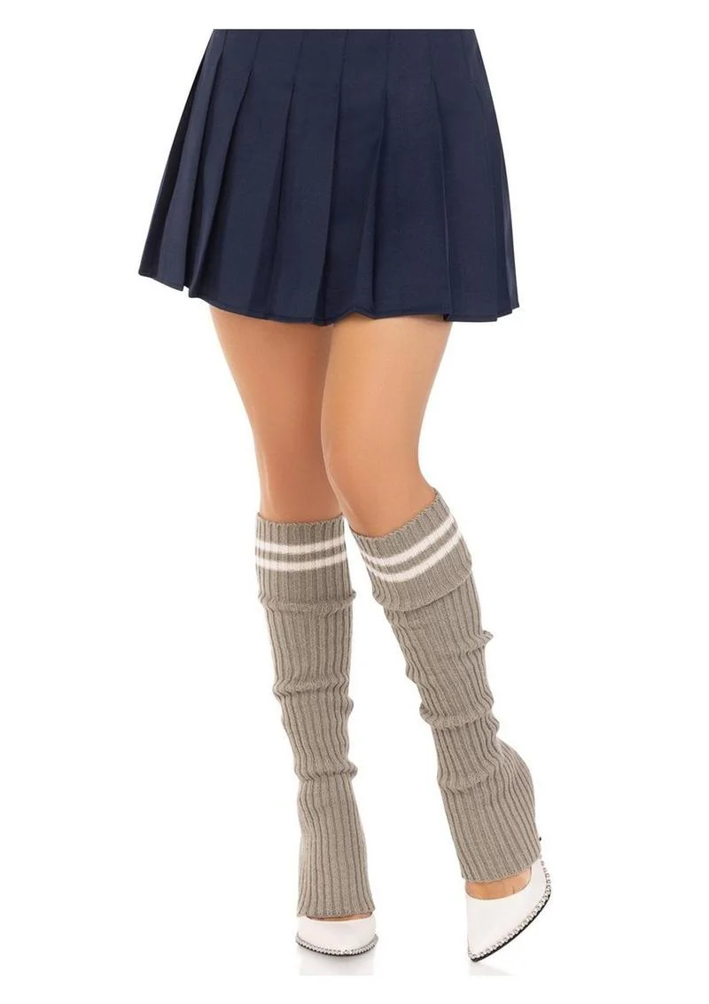 Ribbed Stirrup Leg Warmers with Athletic Stripe - Image 8