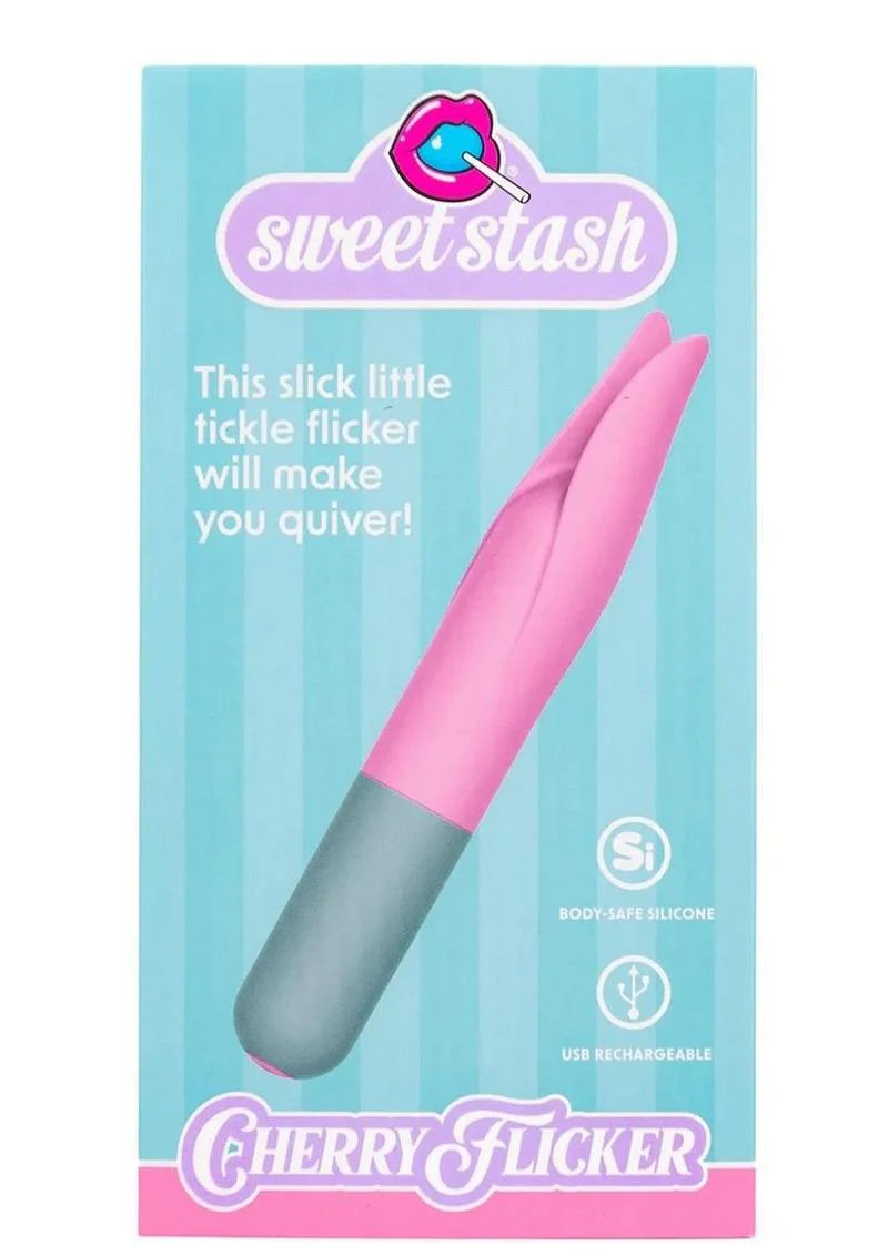 Rock Candy Cherry Flicker Rechargeable Silicone Tickler Pleasure Toy - Image 2