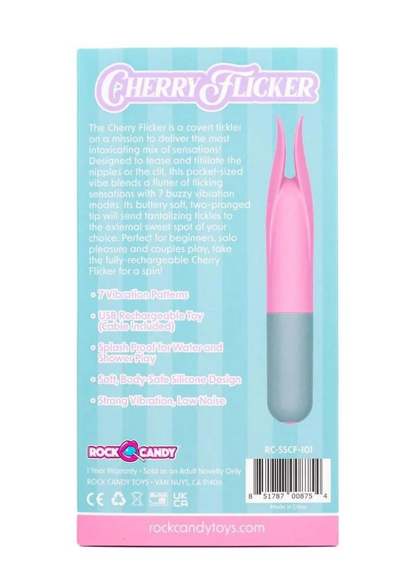 Rock Candy Cherry Flicker Rechargeable Silicone Tickler Pleasure Toy - Image 3