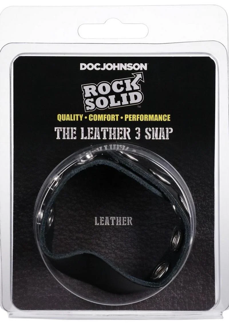 Rock Solid Leather 3-Snap Adjustable Cock Ring - Image 3