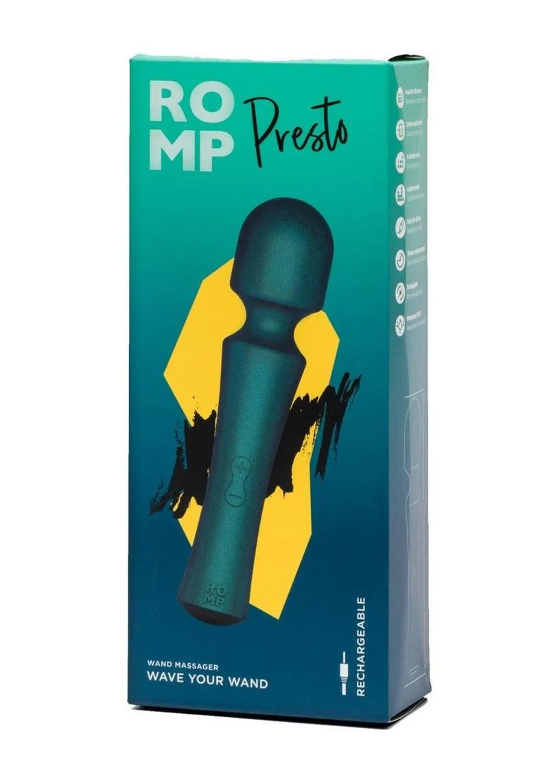 ROMP Presto Rechargeable Silicone Wand Massager Teal - Image 4